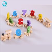 Baby montessori zacht hout trein figuur model speelgoed met nummer patroon 0 ~ 9 blokken educatieve kinderen houten speelgoed kinderen geschenken LJ200930