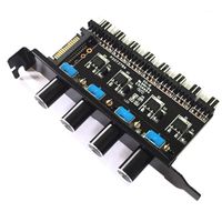 電動ファンPC 8チャンネルファンハブ4つまみ冷却速度コントローラーCPUケースHDD VGA PWM PCIブラケット電源12V CONTROL1