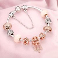 Bangle Luxe DIY Kralen Rose Gold Crystal Braceletbangle Dames Hart Bee Bead Charm Armbanden met Keten Vrouwelijke Pulsea Jewelry1