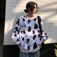 2 월 동결 귀여운 가을 까마귀 스웨트 여성 탑스 느슨한 캐주얼 우유 인쇄 까마귀 streetwear 소녀 풀오버 일본 후드 재미있는 여성