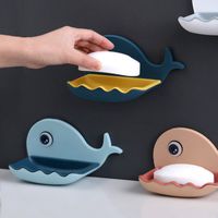 Soap Dish Box Cute Cartoon Whale Soap Holder Case Home Shower Travel Container Storage Drainer Plate Tray Bathroom Supplies GWD13452