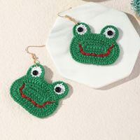 Stud Handmade Funny Cute Frog Kolczyki 2022 Ins Winter Creative Fashion Dangle Cartoon Wool Nicied Biżuteria dla kobiety
