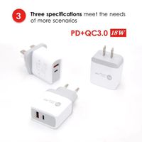18W USB C PD Wall Charger Quick Charge Adapter TYPE- C QC 3. 0...