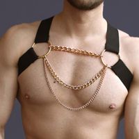 Sistemas de los Sujetadores Moda Gay Cinturones Elásticos Cadena Cadena Cuerpo Sexual Hombre Hombres Espada Correa Correa Punk Rave Trajes para adultos Sexy Accesorios Exóticos
