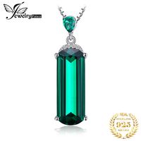JewelryPalace Simulated Nano Green Emerald 925 Sterling Silver Gemstone Pendant Necklace for Women Jewelry No Chain 220119