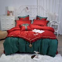 30 Luxury Egypt Cotton Christmas stars Bedding Set Embroidery Duvet Cover Sets Bed Sheet Pillowcases Queen King Size 4 6 7Pcs1