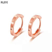 RUIYI Real 18K Gold Earrings Pure AU750 Fashion Light Luxury Earrings Buckle Genuine 220108