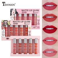 Teyason Maquiagem Mini Lip Gloss Sets para mulheres 5 pcs conjunto Matte Lipgloss Hidratante Nutritious Natural Case Líquido Batom
