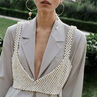 Women's Tanks & Camis Eleghant Women Crochet Pearls Tank Top Bralette Bra Boho Beach Crop Tops Classic Sleeveless Strap V-Neck Vest