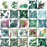 Tropical Plants Pillow Covers Square Green Throw Pillow Case...