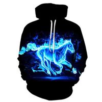 2021 New Men's women's Hooded Autumn and Winter Jacket Men's Fun Black Hoodie Colorful Flame 3d Sweater