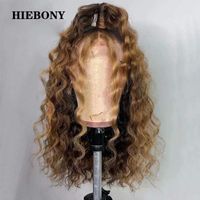 레이스 가발 1B30 곱슬 웨이브 앞에 인간의 머리카락 옹 브 레 금발 13x6 가발 표백 된 매듭 흑인 여성