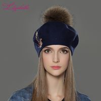 LILIYABAIHE Women Winter Hat wool Knitted Berets Cap with fa...