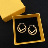 Designer Big Circle Simple Stud Earrings New Fashion Womens Hoop F Gold Letter Earring for Woman High Quality