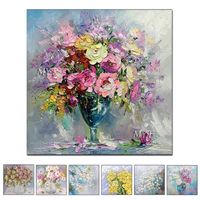 Hand Painted Oil Painting Modern Abstract Reprodcution Knife Flowers Heart Picture Home Decoration Unframed 220107