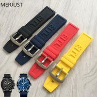 22mm 24 mm Black Silicone Rubber Watch Band Strap With Watch...
