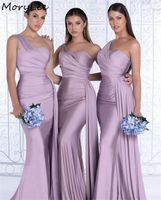 Bridesmaid Dresses Sweetheart One Shoulder Spandex Satin Mermaid Bridesmaid Dresses With Zipper Wedding Party Bridemaid Gowns