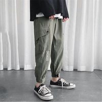 Pantalon pour hommes Loisirs Cargo Coréen Harajuku Style Élastique Taille Santé Pantalon Pantalon Pantalon Longueur de la cheville Jogging en plein air 2022
