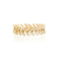 2021 Frühling Neues Design Frauen Finger Schmuck Gold Farbe Micro Pave CZ Blatt Blätter Link Kette Ring Drop Ship