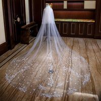 Bridal Veils Wedding Long Stars Appliques Face-Covered Soft Tulle Luxurious Veil With Comb White/Ivory Accessories