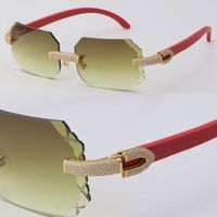 Sprzedaż mikro-utwardzona drewno drewniane diament zestaw okulary czerwone drewniane okulary przeciwsłoneczne skały metalowe ramki męskie i żeńskie 18k złoto górne obręcz ostrości duże kwadratowe okulary oko