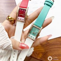 Relojes de moda Mujeres chica rectángulo estilo estilo de cuero correa de cuero reloj de pulsera TC01