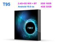 T95 صندوق التلفزيون الذكي الروبوت 10 4K 6K 4G 32GB 2.4 جرام 5G WIFI Bluetooth 5.0 رباعية النواة مجموعة أعلى مربع 2G 16G مشغل الوسائط