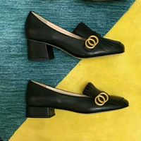 Zapato de bote de tacón medio clásico zapatos de diseñador para mujer tacones gruesos tacones altos 100% de taselas de vaca botón de metal de la cabeza redonda zapatos de vestir para mujeres gran tamaño 35-42 US6-US11