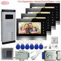 Videodeur telefoons 7 "Home Intercom System Access Control 4 Monitoren Intercoms for Apartments Electronic Lock Unit1