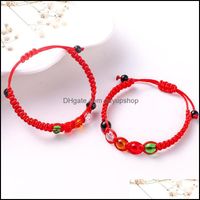 Charm Bracelets Jewelry Zodiac Year Transfer Hand Five-Element Beads Crystal Hand-Woven Bracelet Men And Women Color Lucky Red Rope Braided