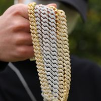 12 mm Hip Hop Full Diamond Stone Chain Link Bling Mass Tennis Chain Chain Colar de alta qualidade Zircão brilhante