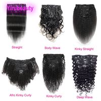 Cabello humano Malasia Afro Kinky Rizado Rizado Clip recto en extensiones de cabello Color natural Insenso al por mayor 120g Clip rizado en productos para el cabello