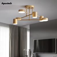 Chandeliers Apextech Modern Chandelier For Living Room Lighting Dining Ceiling Hanging Lamp Gold Black Bedroom Lights 3Color Switchable