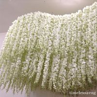24 colori Wisteria fiore di seta artificiale 34 cm Orchid String Rattan Home Garden Wall Flowers Appedisci Fiori del centrotavola di vite per la decorazione del matrimonio di Natale Sfondo per la decorazione del matrimonio