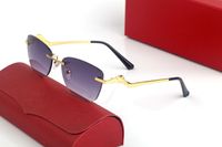 Lüks Marka Tasarımcısı Güneş Kadınlar Retro Düzensiz Viraj Altın Metal Çerçevesiz Boy Gözlük Gözlük 55mm Sunglass Kedi Gözlük Mens Oculos De Sol