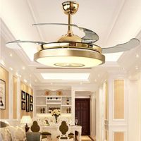 Electric Fans LED Modern Fan Light Ultra Quiet Smart Remote Control Ceiling Dining Room Living