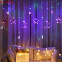 Noel led ay yıldız lambası peri ışıkları çelenk perde dize ışıkları ev dekorasyon yatak odası pencere tatil yeni yıl aydınlatma