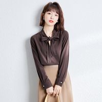 Kadın Bluzlar Gömlek Kadın Yay 2022 Casual Uzun Kollu Harajuku Tops Tees Kore Tarzı Katı Gevşek OL Kadın Sonbahar Blusas 1088