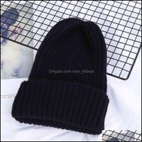 Stingy Brim Hats & Caps Hats, Scarves Gloves Fashion Accessories Hat 2021 Winter Effen Color Wool Used Beanie Women Random Female Soft Thick