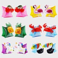 1 Pair Inflatable Rolls Unicorn Flamingo swimming arm Circle Rings Tube Band sleeve Floats Safety Life For Kids Beginner 220120