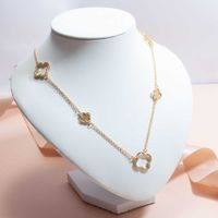 2022 Bijoux de créateurs marques célèbres Gold and Diamonds Clover 18K Set Collier Femmes