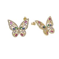 2021 anello cocktail farfalla per le donne di lusso oro rosa arcobaleno cz pavimentato gioielli di moda rettificato aperto all'ingrosso