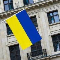 3 * 5 pies Ucrania Bandera Nacional 90 * 150cm Bandera de vuelo No Flagpole Decoración del hogar Banner Tazas de Europa Copa Mundial Ucrania Banderas