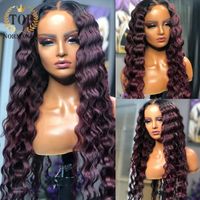 Parrucche di pizzo Topnormantic 1b Viola Colore Hair Hair Hair Hombre Deep Wave 13x4 anteriore per le donne preponizzate