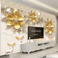 Custom 3D Wallpaper European Style Jewelry Flowers Wall Painting Living Room TV Background Photo Mural Papers Home Decor