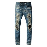 Arrivi Slim-gamba Jeans classico Designer di lusso Mens Jeans Patch Slim Acqua riciclata di alta qualità Semplice generoso pantaloni in denim casual più stile