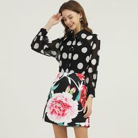 Fashion Runway Spring Balck Skirts Suit Woman polka dot Long...