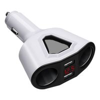 3. 1A Dual USB Car Charger with 2 Cigarette Lighter Sockets P...