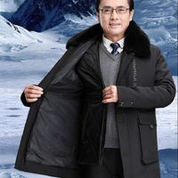 남자 다운 파카 겨울 러시아 자켓 코튼 양털 두꺼운 따뜻한 모피 칼라 남성 비즈니스 겉옷 아빠 선물 코트