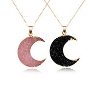 Fashion Imitation Natural Stone Resin Crescent Moon Pendant Necklace Jewelry